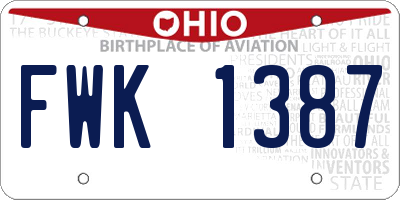 OH license plate FWK1387