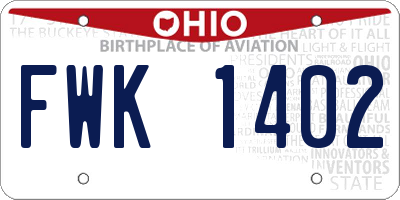 OH license plate FWK1402
