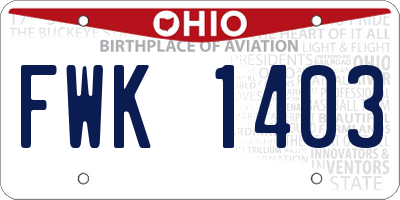 OH license plate FWK1403