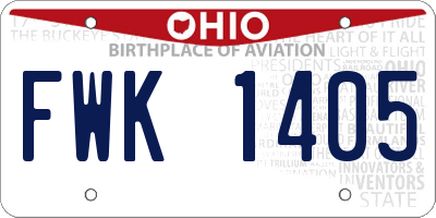 OH license plate FWK1405