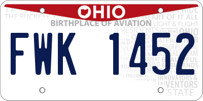 OH license plate FWK1452