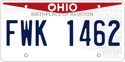 OH license plate FWK1462
