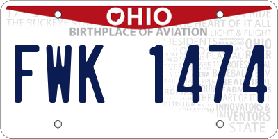 OH license plate FWK1474