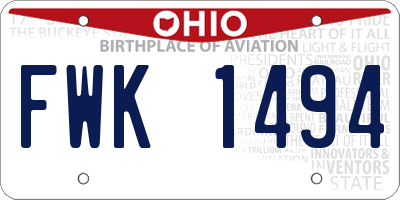 OH license plate FWK1494