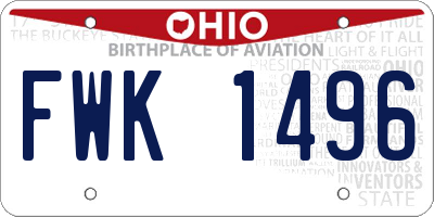 OH license plate FWK1496