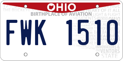 OH license plate FWK1510
