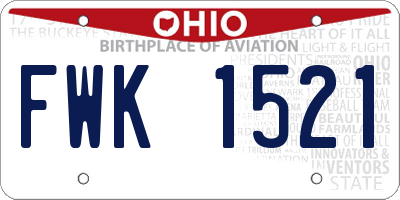 OH license plate FWK1521