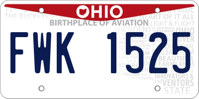 OH license plate FWK1525