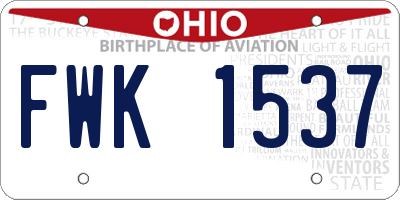 OH license plate FWK1537