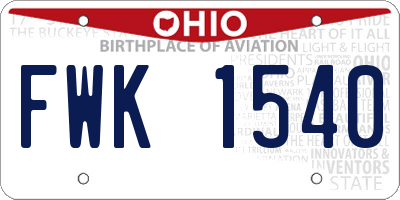 OH license plate FWK1540