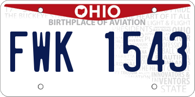 OH license plate FWK1543