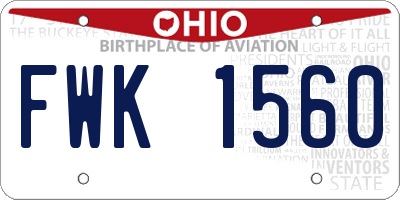 OH license plate FWK1560