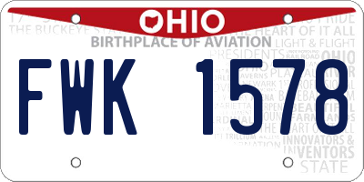 OH license plate FWK1578