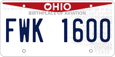 OH license plate FWK1600