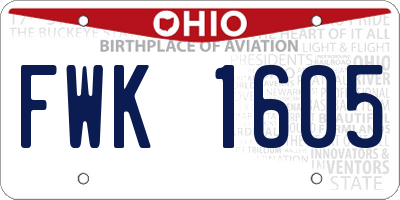 OH license plate FWK1605