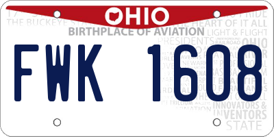 OH license plate FWK1608