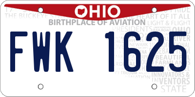 OH license plate FWK1625