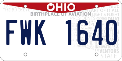 OH license plate FWK1640