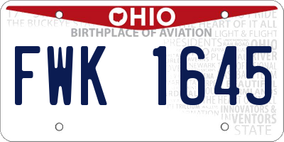 OH license plate FWK1645