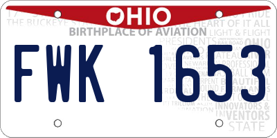 OH license plate FWK1653