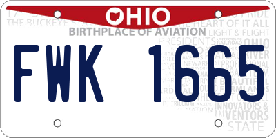 OH license plate FWK1665