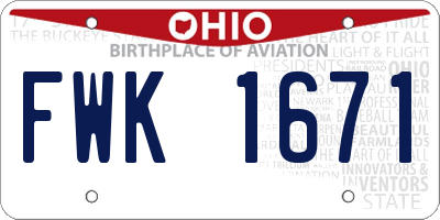 OH license plate FWK1671