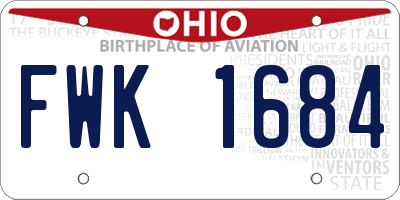 OH license plate FWK1684