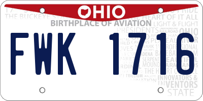 OH license plate FWK1716