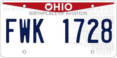 OH license plate FWK1728