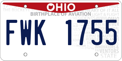 OH license plate FWK1755