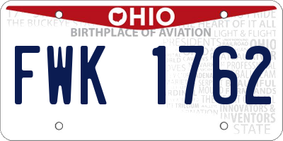 OH license plate FWK1762
