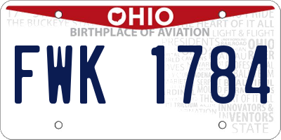 OH license plate FWK1784