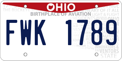 OH license plate FWK1789