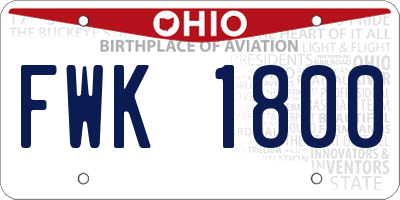 OH license plate FWK1800