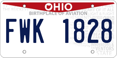 OH license plate FWK1828