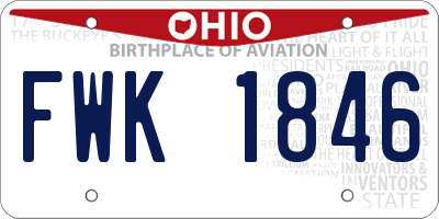 OH license plate FWK1846