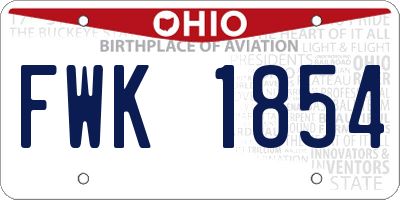 OH license plate FWK1854