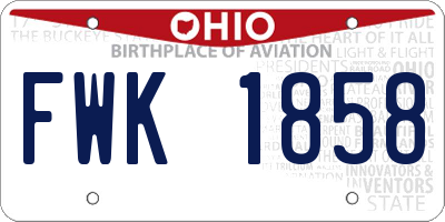 OH license plate FWK1858