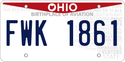 OH license plate FWK1861