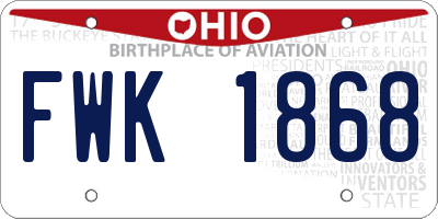OH license plate FWK1868