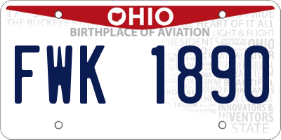 OH license plate FWK1890