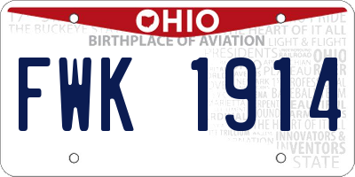 OH license plate FWK1914