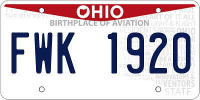 OH license plate FWK1920