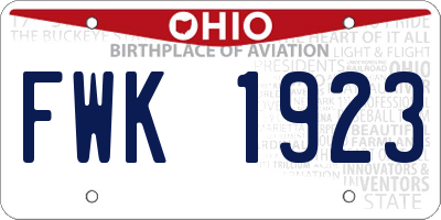 OH license plate FWK1923