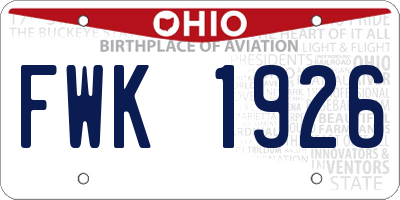 OH license plate FWK1926