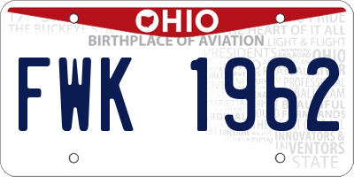 OH license plate FWK1962