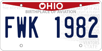 OH license plate FWK1982