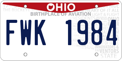 OH license plate FWK1984