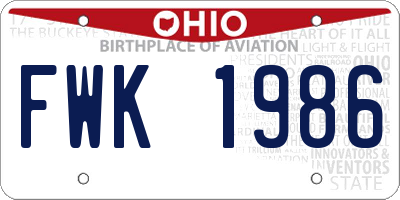 OH license plate FWK1986