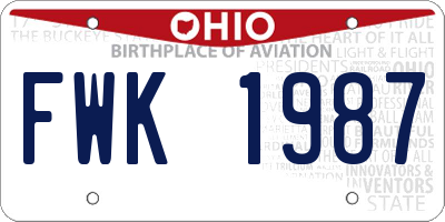 OH license plate FWK1987